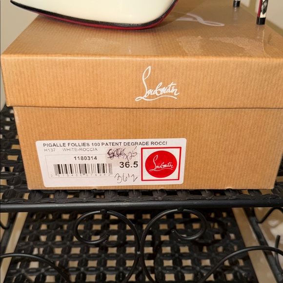 Christian Louboutin White/Black Patent Leather Pigalle 100 - Picture 4 of 7